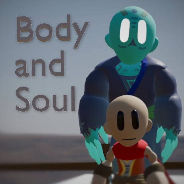 Body and Soul appear imposed over a monk and a large spirit hovering behind him
